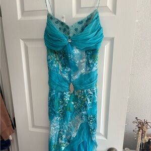 Riva Designs Turquoise Silk Dress